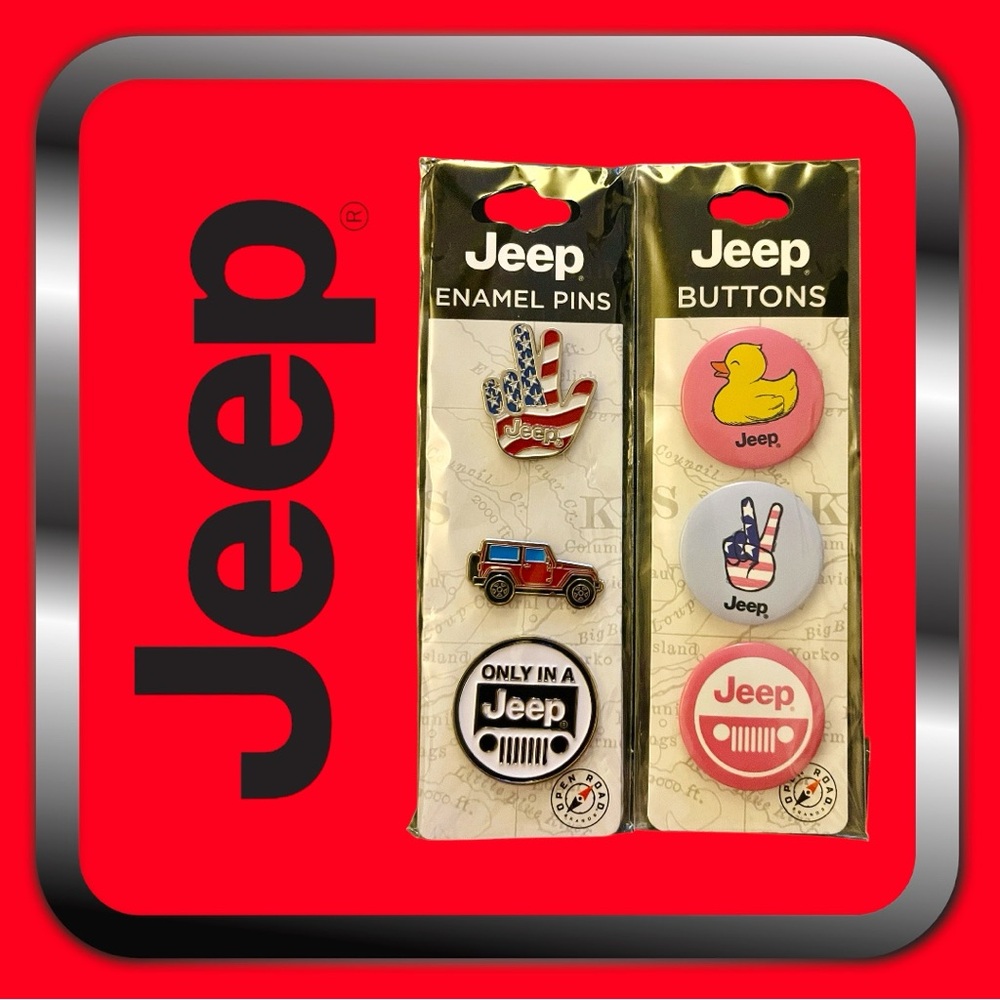 Jeep Enamel Pins and Buttons Set Bundle